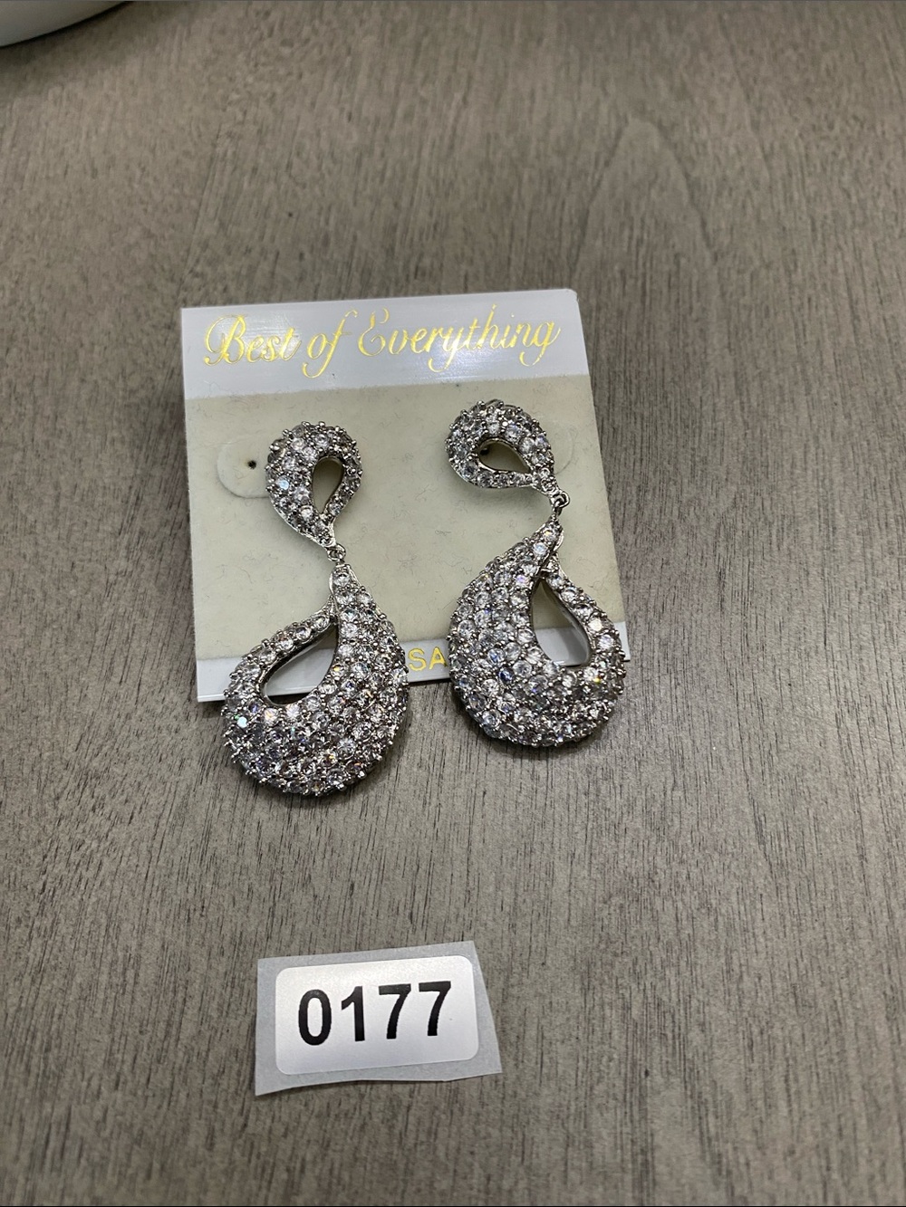 Silver Crystal Teardrop Drop Earrings